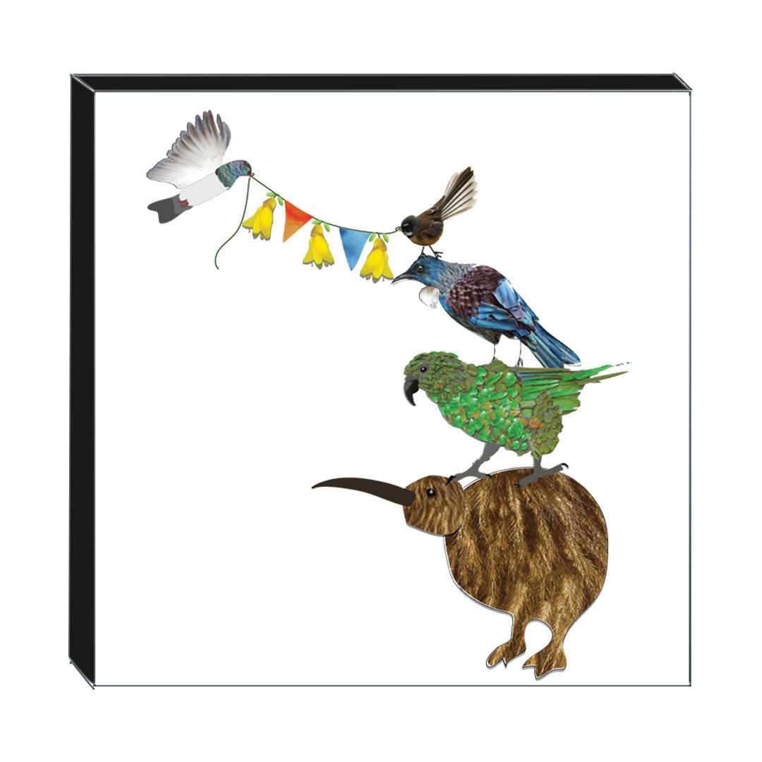 Art block - Birds with bunting