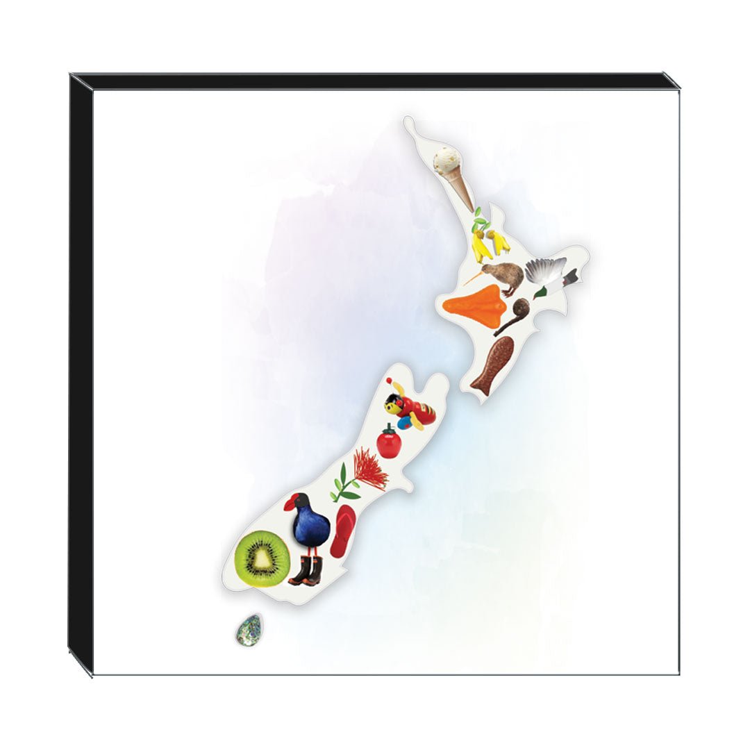 Art Block - Kiwiana Map: NZ Made Greeting Card, , , by Icandy Design Ltd