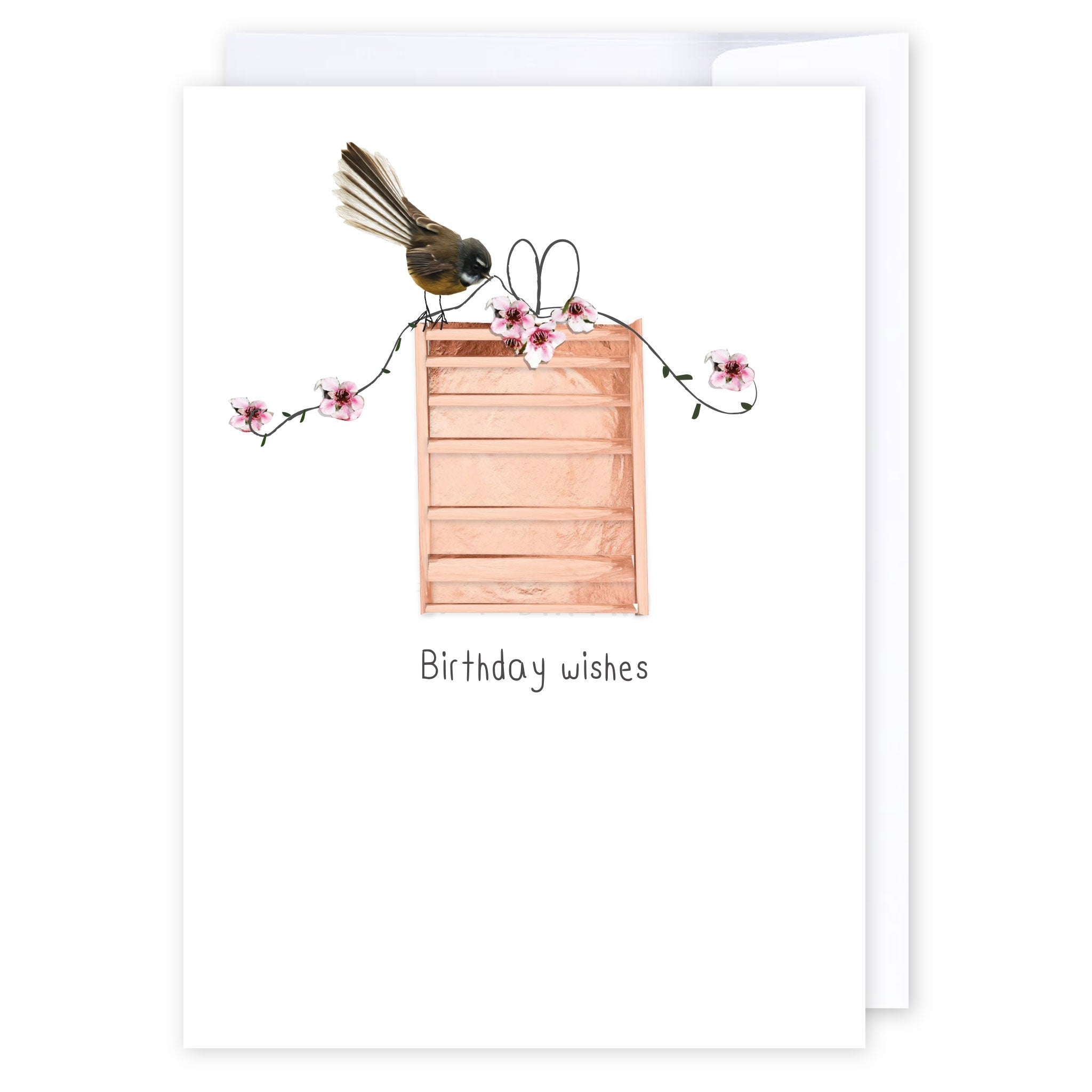 Birthday wishes Fantail: NZ Made Greeting Card, Birthday, Kiwiana, by Icandy Design Ltd