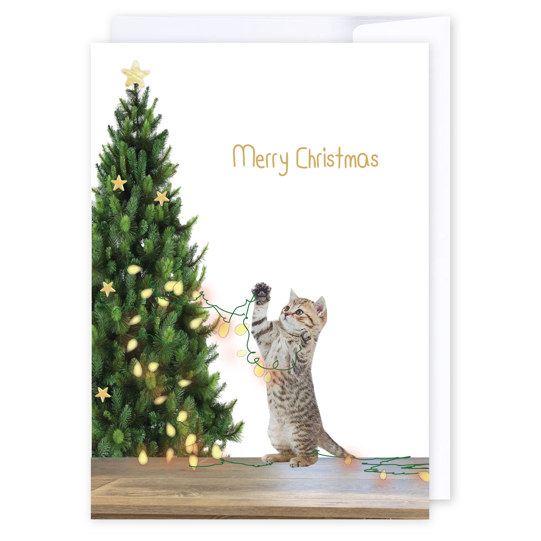 Cat with Christmas tree: NZ Made Greeting Card, Cats & Dogs, Christmas, by Icandy Design Ltd