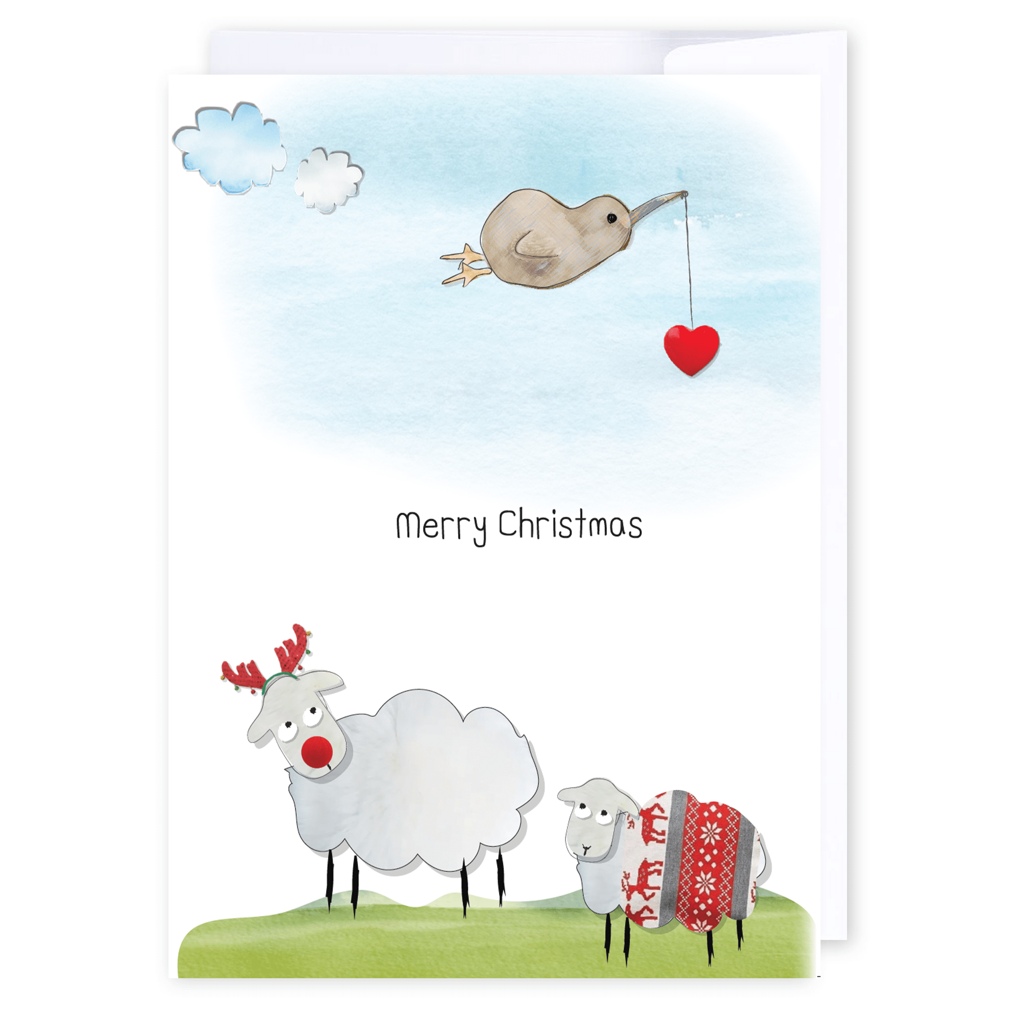 Christmas Flying Kiwi: NZ Made Greeting Card, Christmas, Jandal & Ink, New by iCandy Publishing