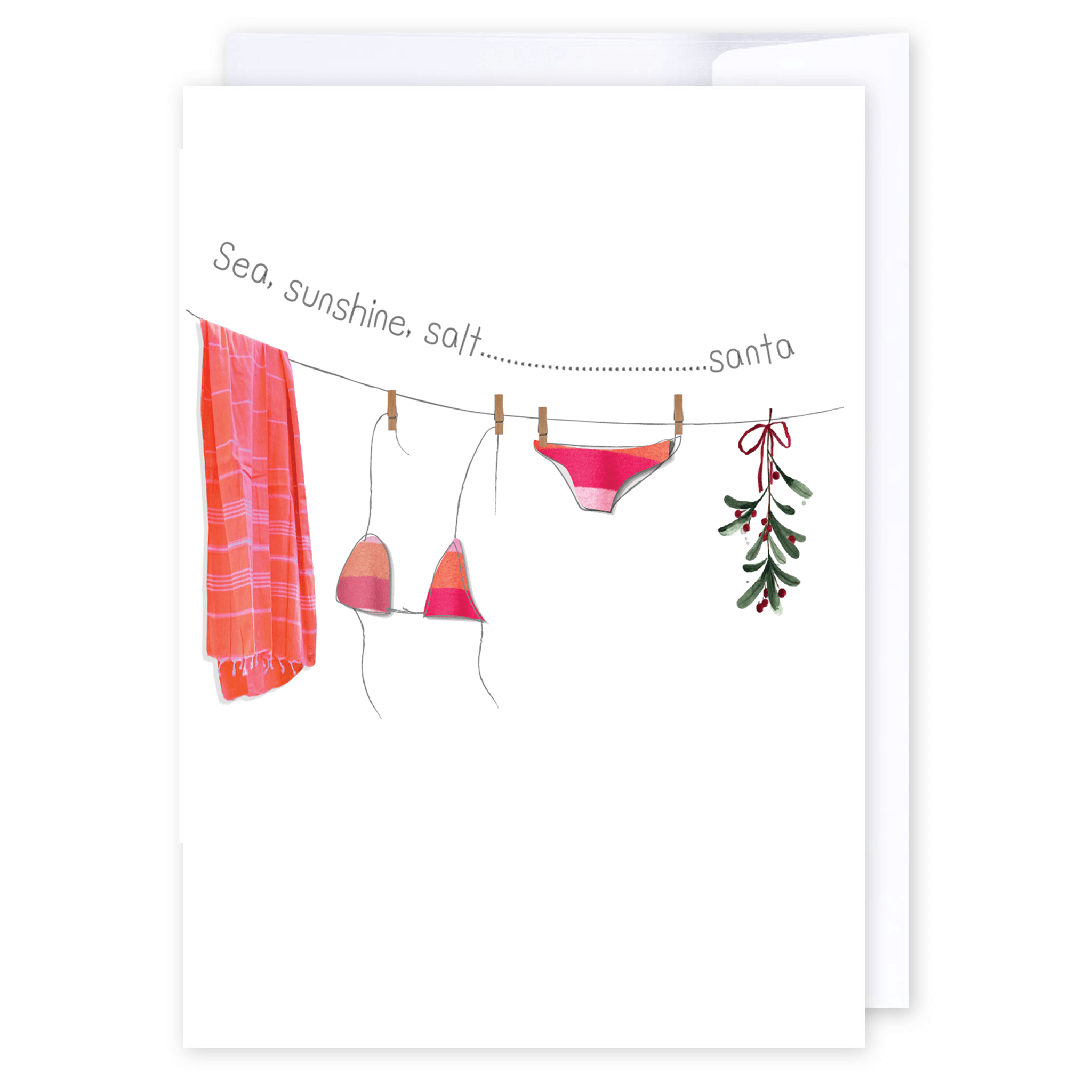 Christmas Sea, Sunshine, Salt, Santa: NZ Made Greeting Card, Christmas, Lisa&