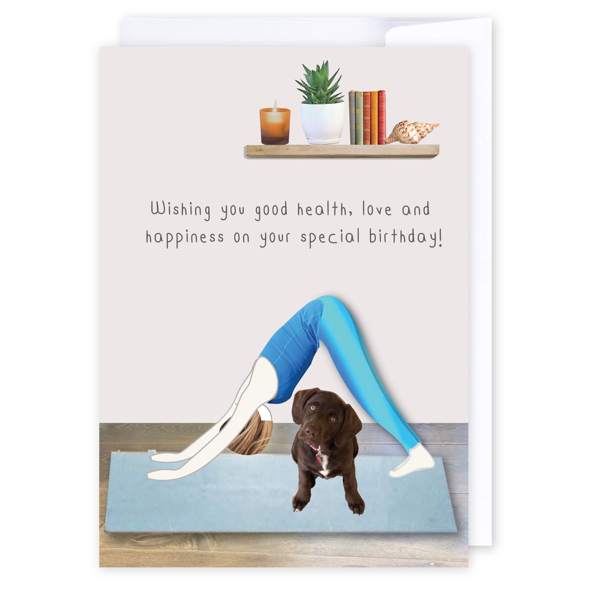 Downward dog: NZ Made Greeting Card, Birthday, Cats & Dogs, Clearance by Icandy Design Ltd