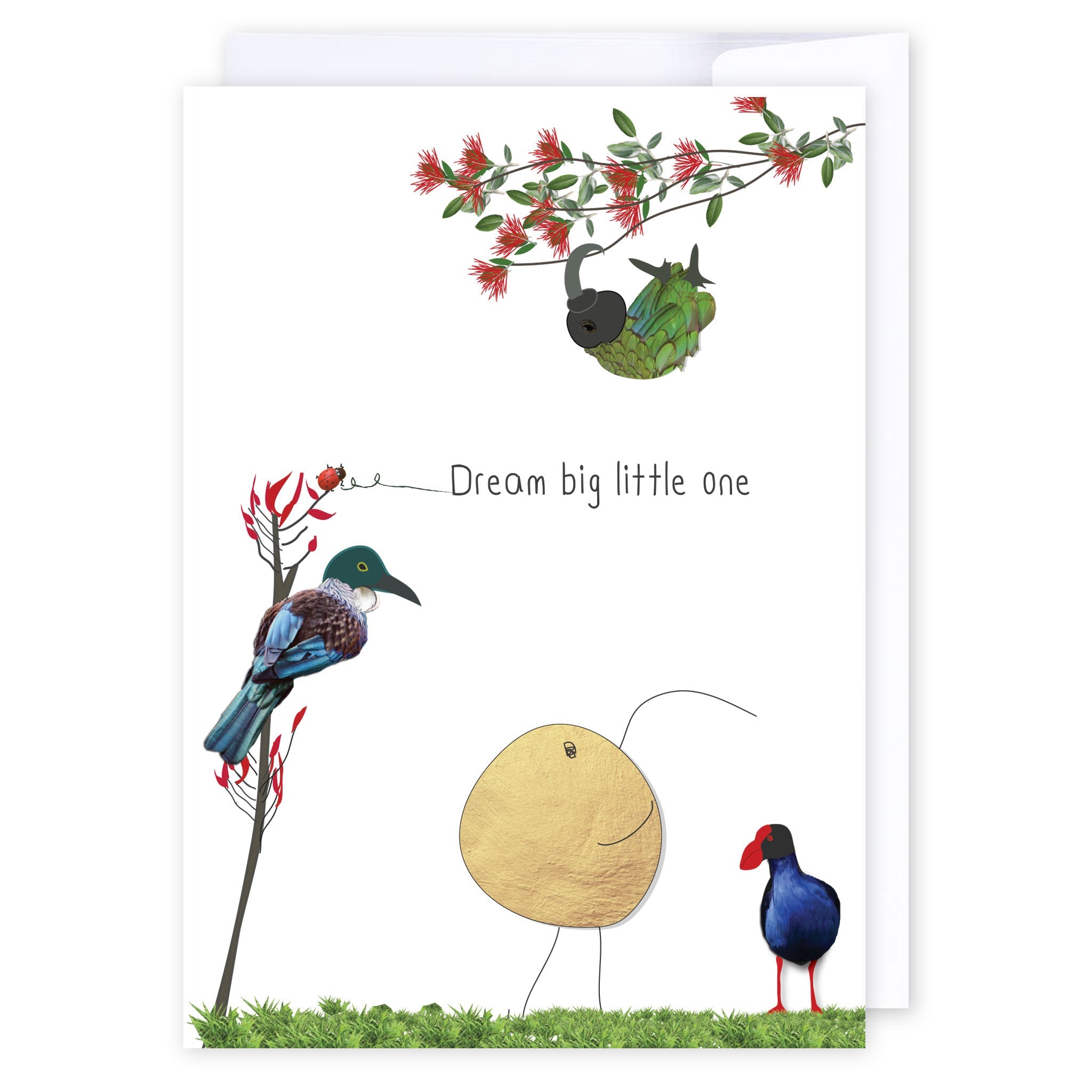 Dream big Kiwi: NZ Made Greeting Card, For Kids, Inspiration, Kiwiana by Icandy Design Ltd