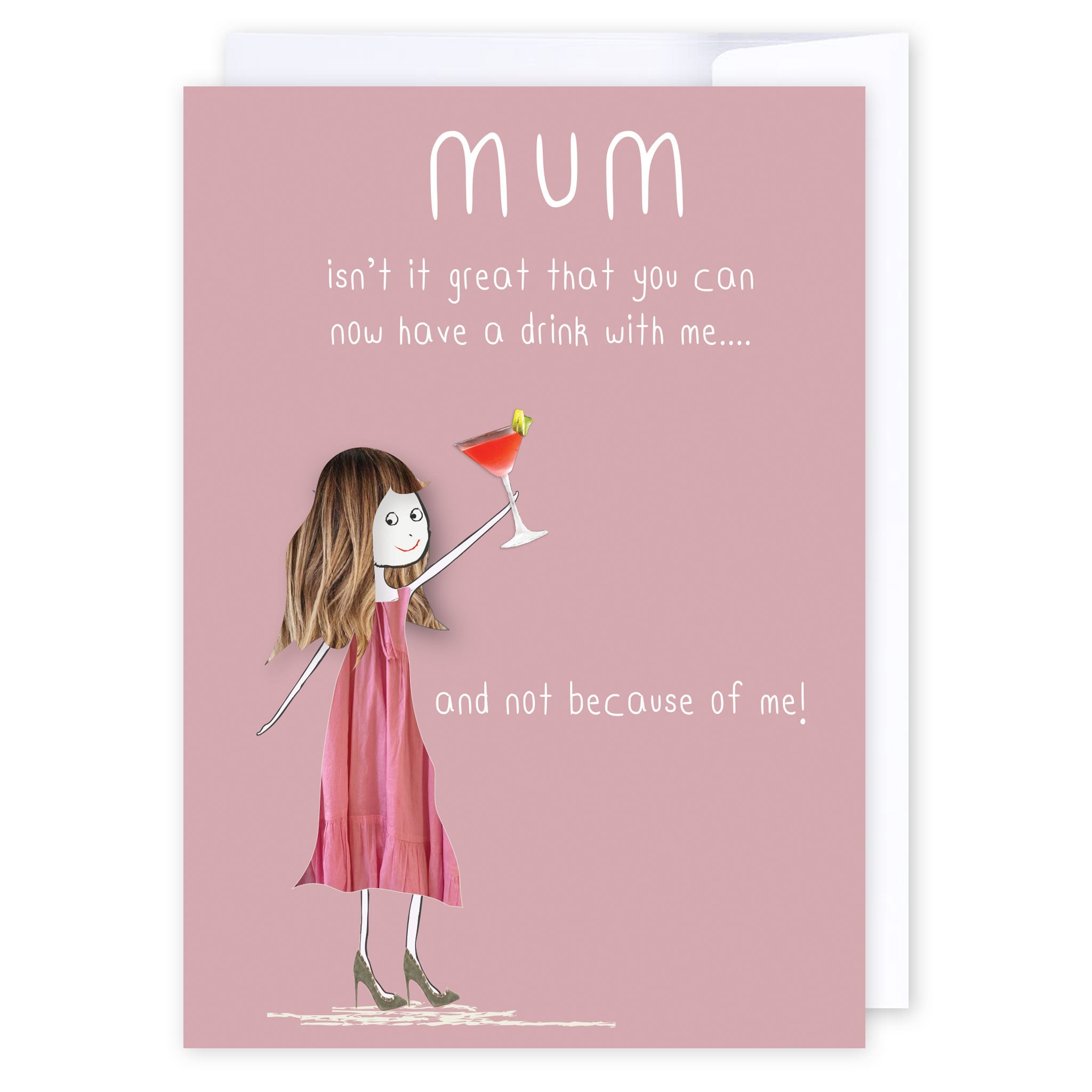 Drink With Me: NZ Made Greeting Card, Clearance, Mums, by Icandy Design Ltd