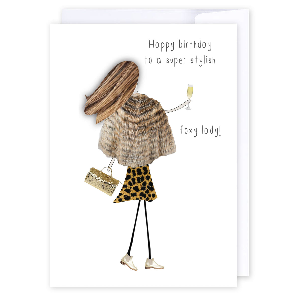 Foxy lady animal print: NZ Made Greeting Card, Birthday, For Her, Lisa's letters by iCandy Publishing
