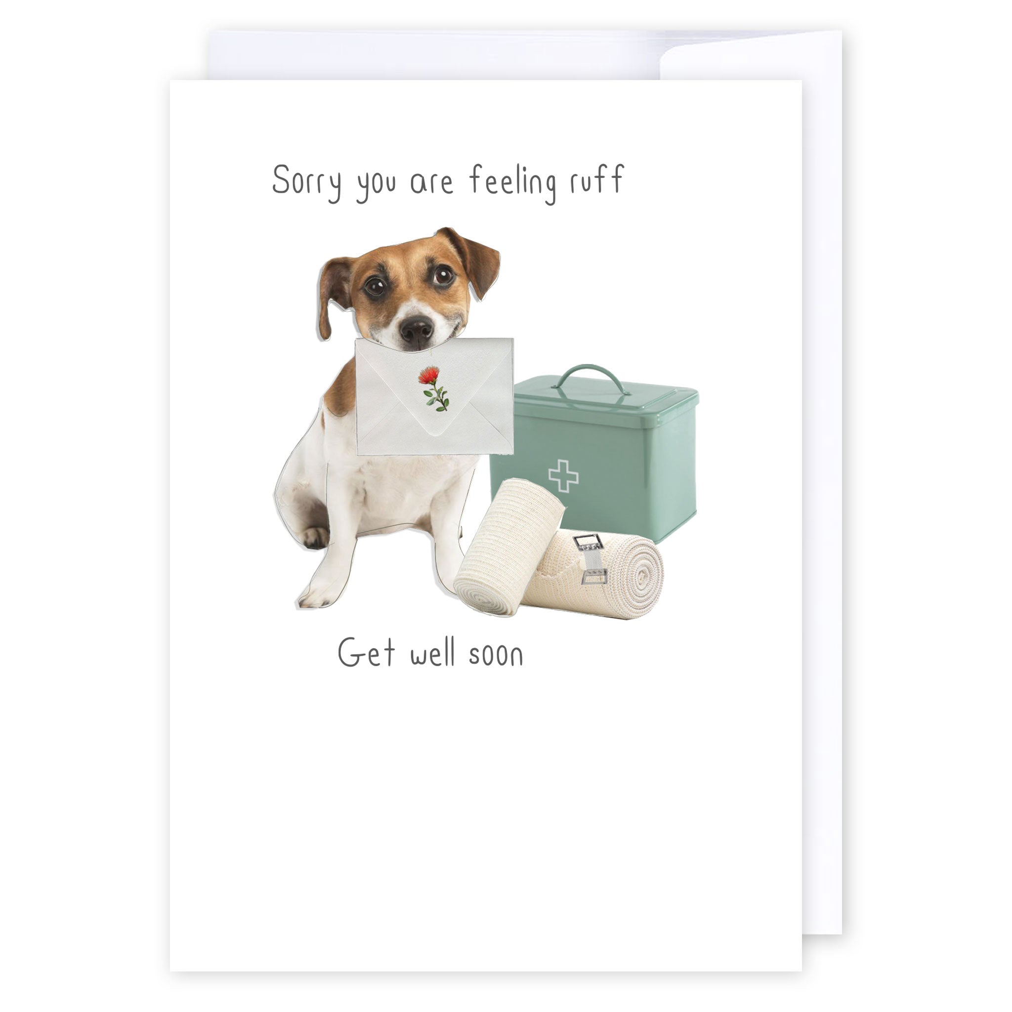 Get well soon dog: NZ Made Greeting Card, Clearance, Get Well, by Icandy Design Ltd