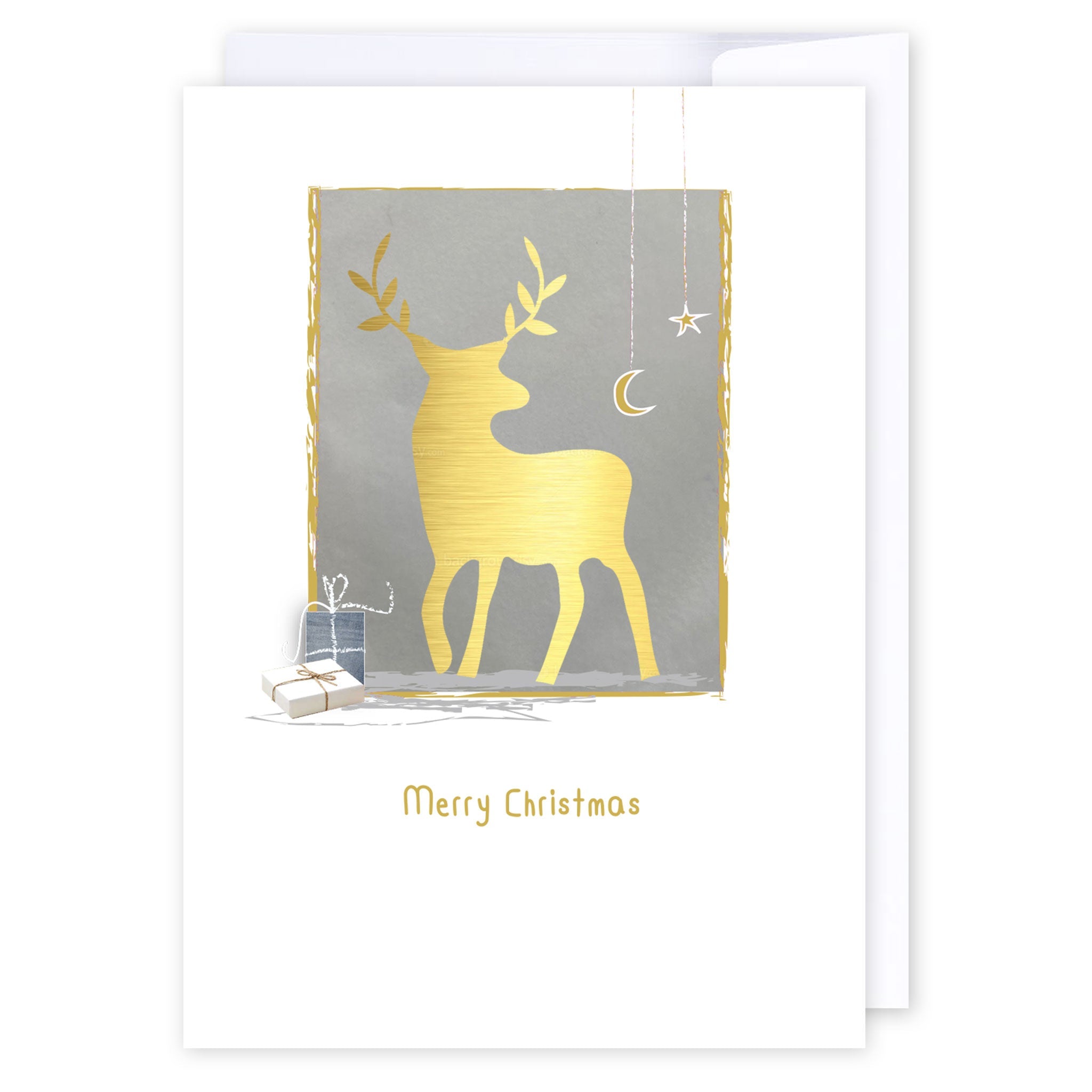 Gold Reindeer: NZ Made Greeting Card, Christmas, , by Icandy Design Ltd