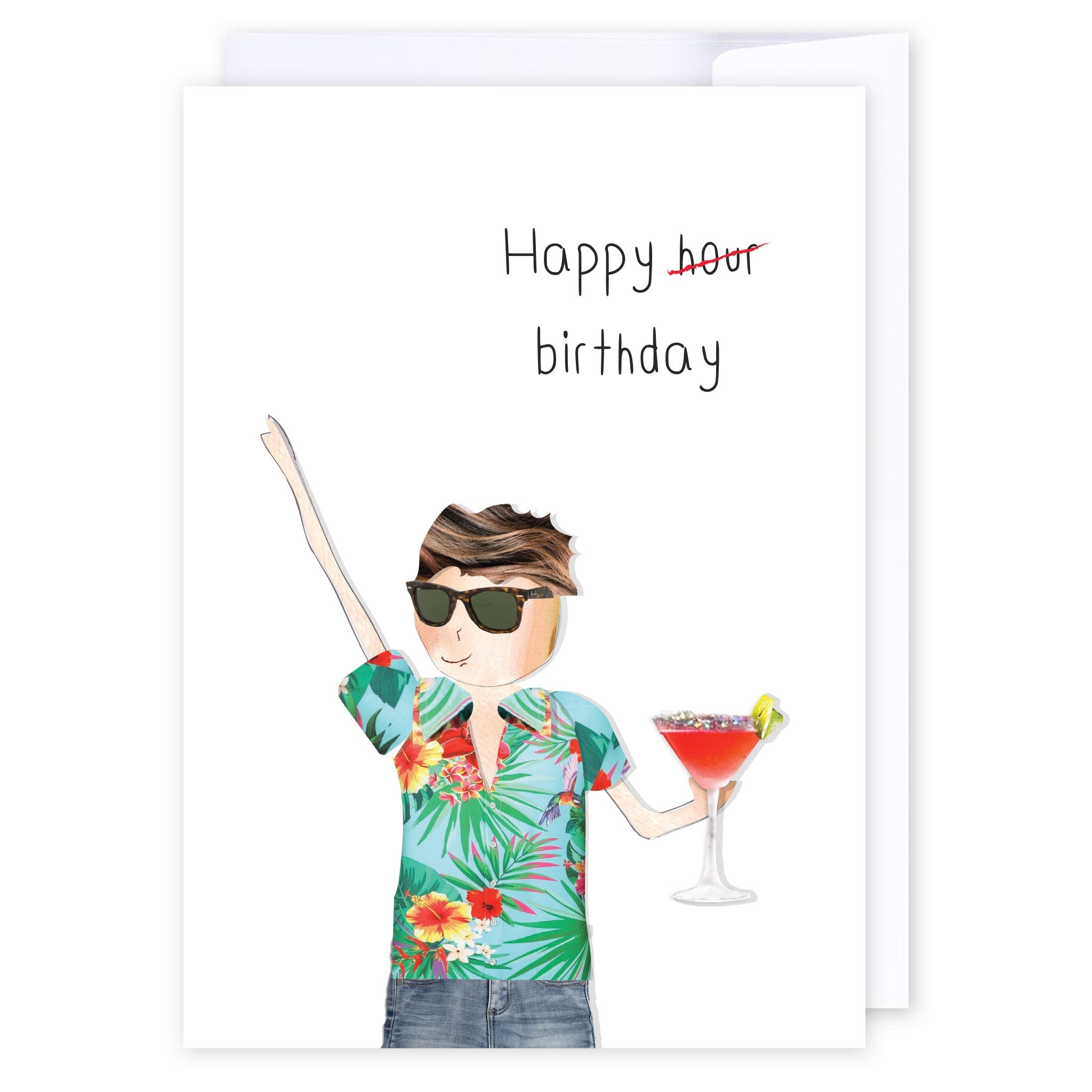 Happy Hour: NZ Made Greeting Card, Birthday, For Him, Fun by Icandy Design Ltd