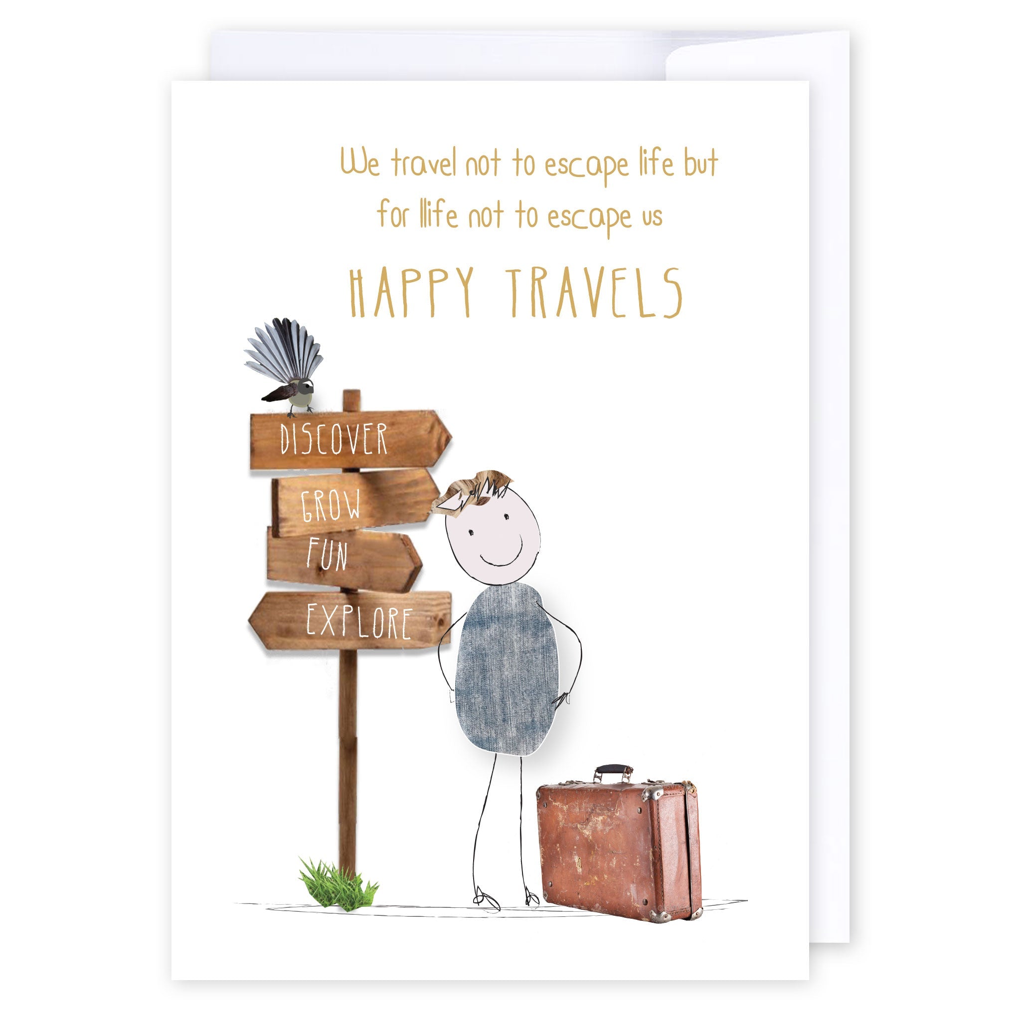 Happy Travels: NZ Made Greeting Card, Farewell, Fun, Inspiration by Icandy Design Ltd