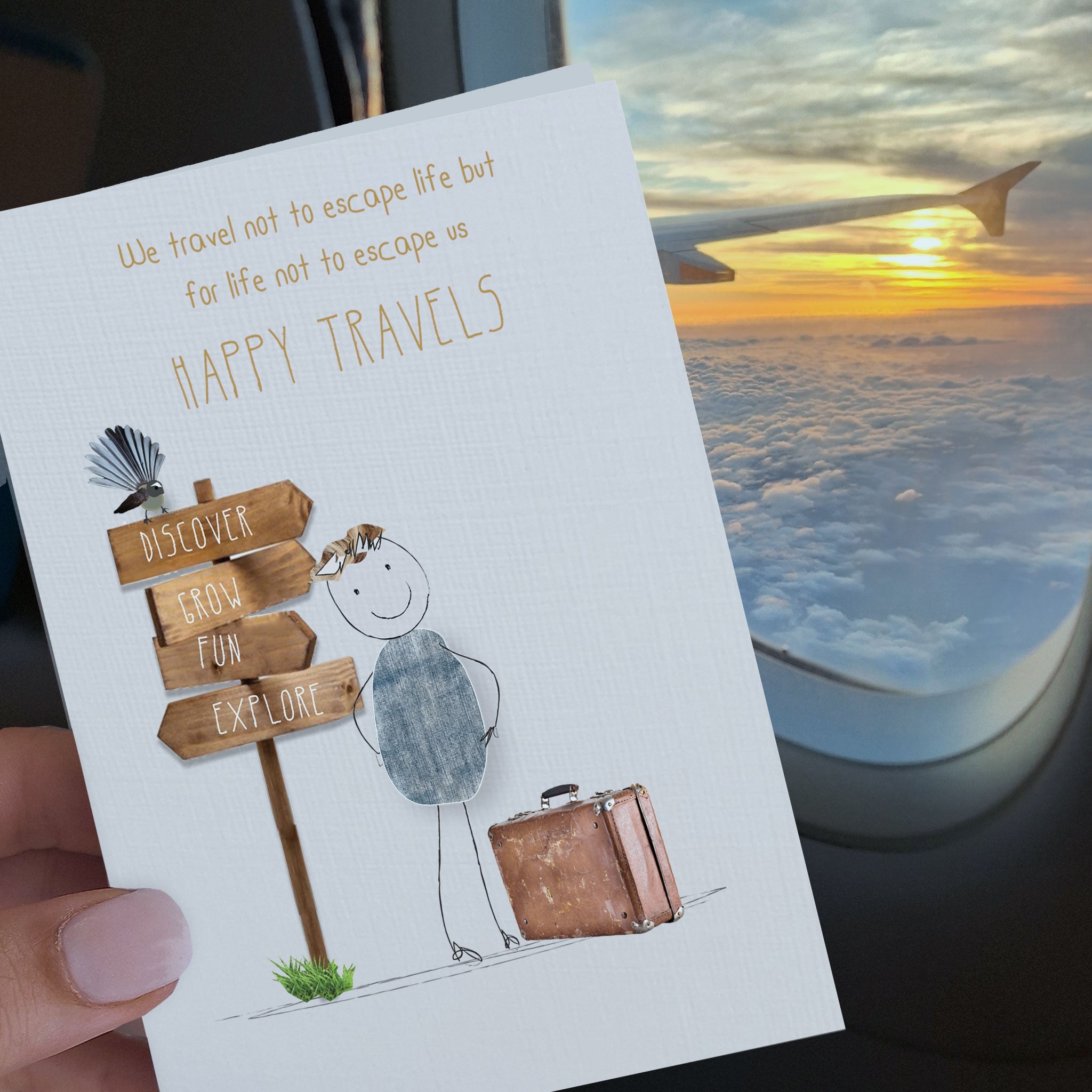 Happy Travels: NZ Made Greeting Card, Farewell, Fun, Inspiration by Icandy Design Ltd