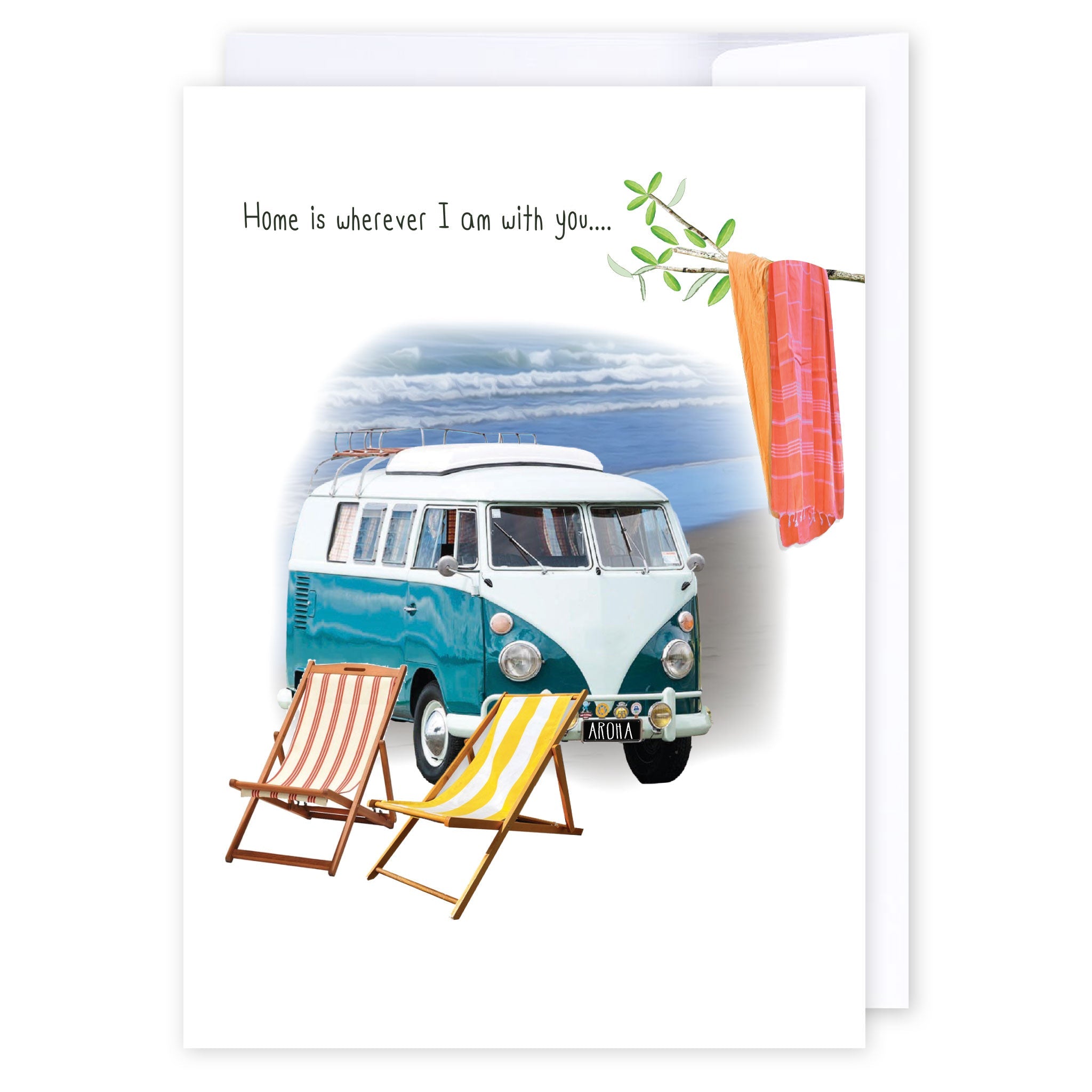 Home is wherever I am with you: NZ Made Greeting Card, Kiwiana, Love, by Icandy Design Ltd