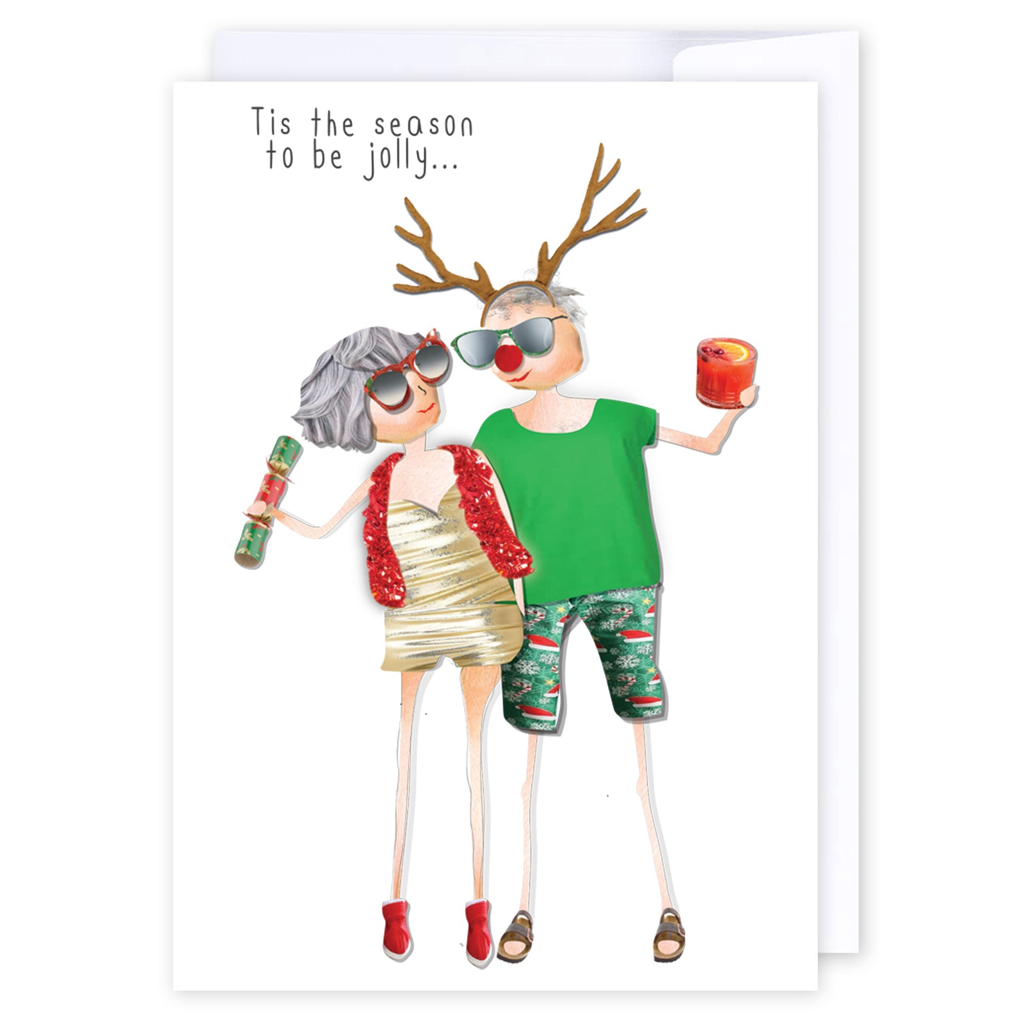 Jolly Christmas Couple: NZ Made Greeting Card, Christmas, , by Icandy Design Ltd