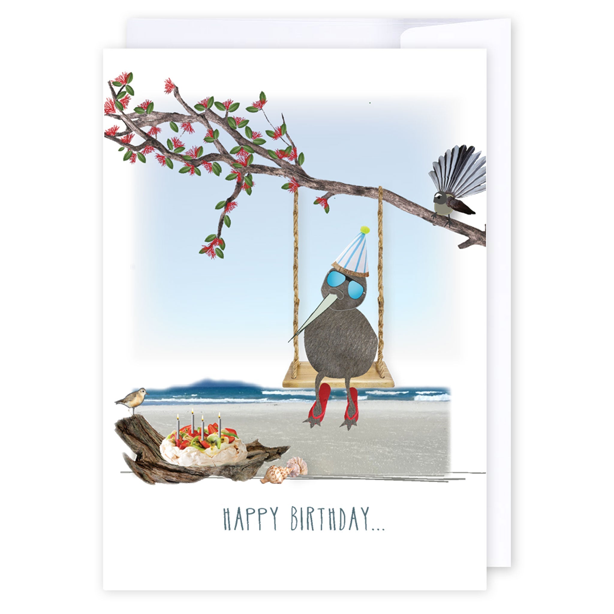 Kiwi Beach Birthday: NZ Made Greeting Card, Birthday, Kiwiana, by Icandy Design Ltd