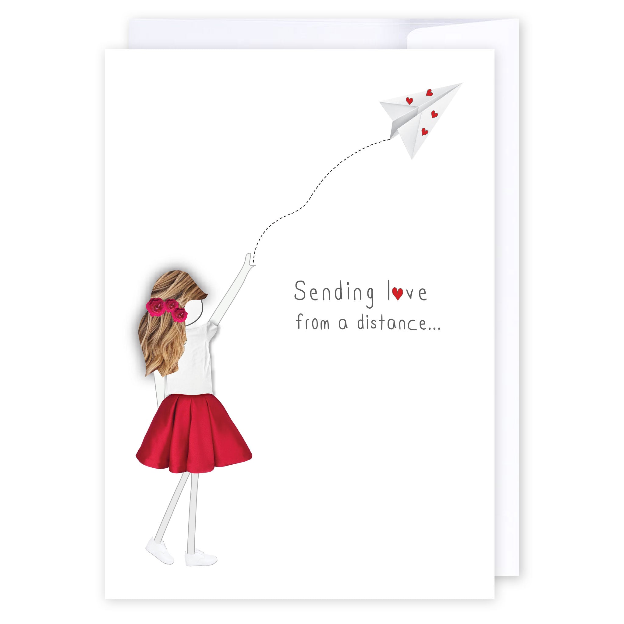 Love from a distance - person: NZ Made Greeting Card, Clearance, Love, Thinking of you by Icandy Design Ltd