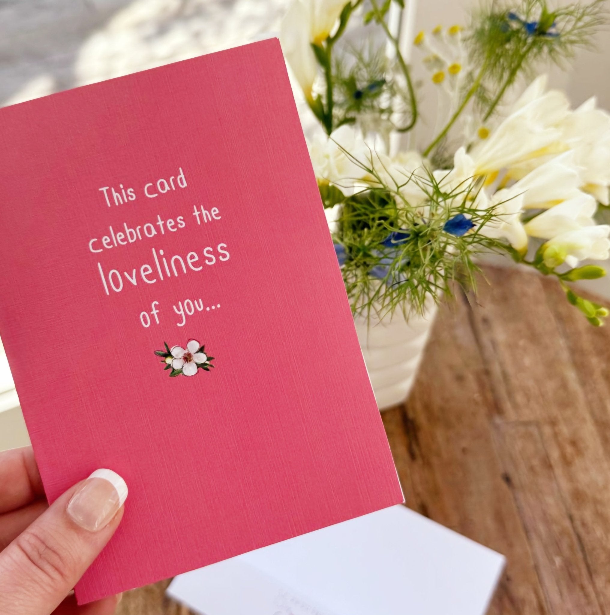 Loveliness of you: NZ Made Greeting Card, Appreciation, Compliments, For Her by Icandy Design Ltd