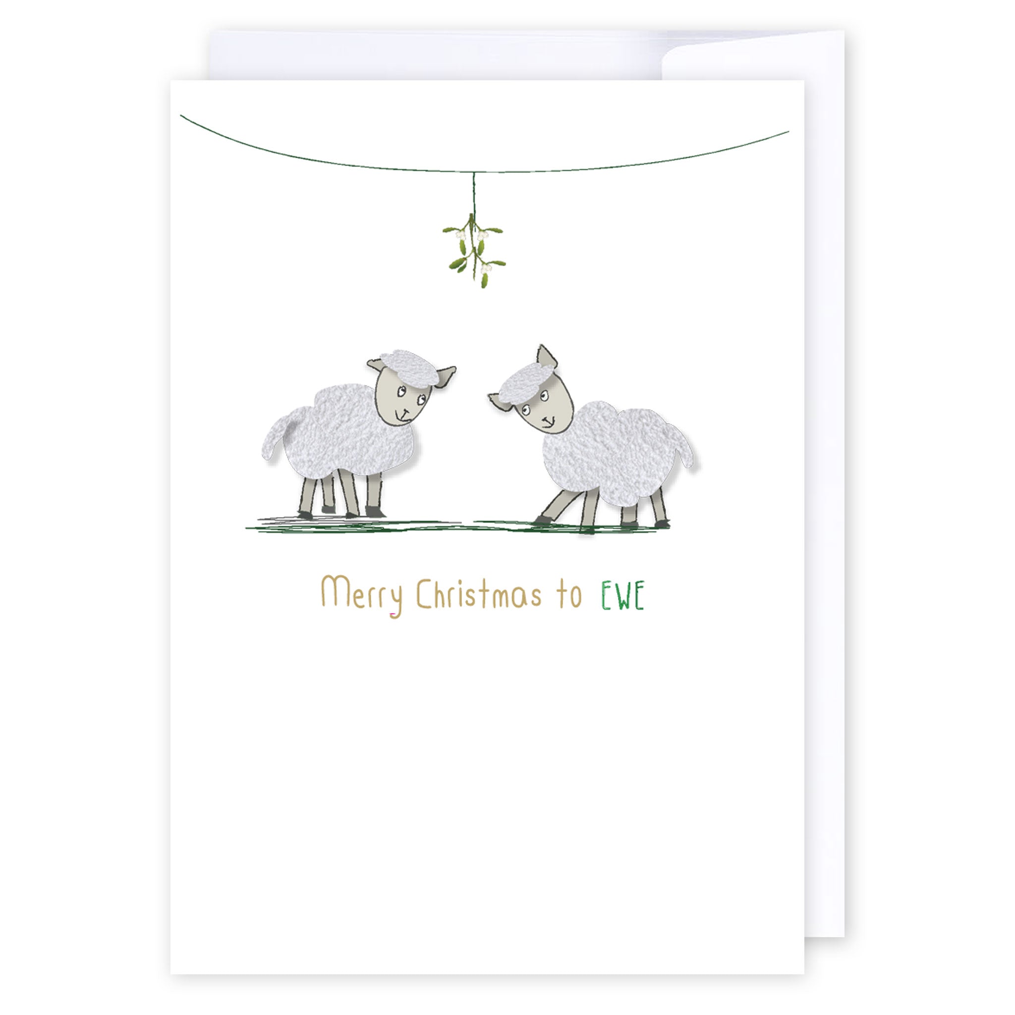 Mistletoe Sheep: NZ Made Greeting Card, Christmas, Clearance, Kiwiana by Icandy Design Ltd