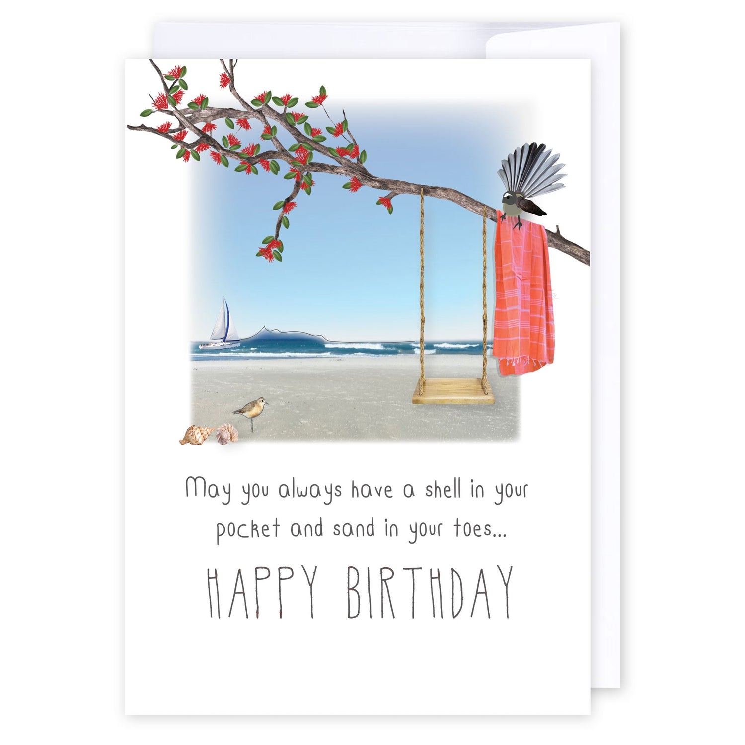 Sand In Your Toes Birthday: NZ Made Greeting Card, Best sellers, Birthday, Jandal & Ink by iCandy Publishing