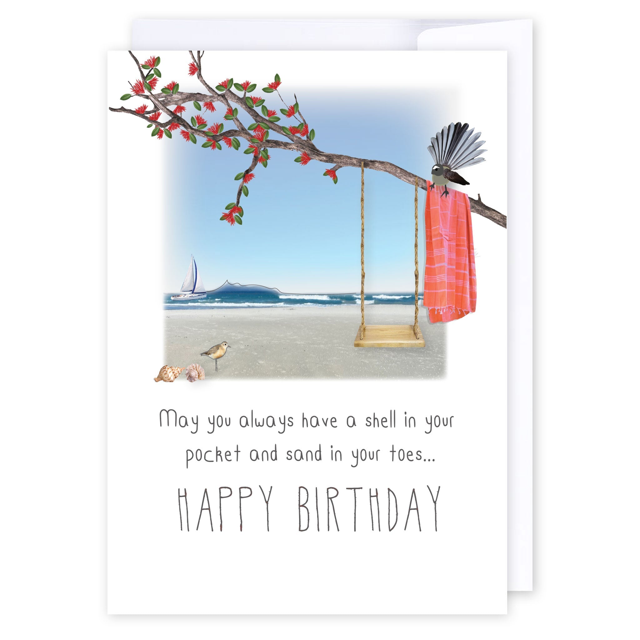 Sand In Your Toes Birthday: NZ Made Greeting Card, Best sellers, Birthday, Jandal & Ink by iCandy Publishing
