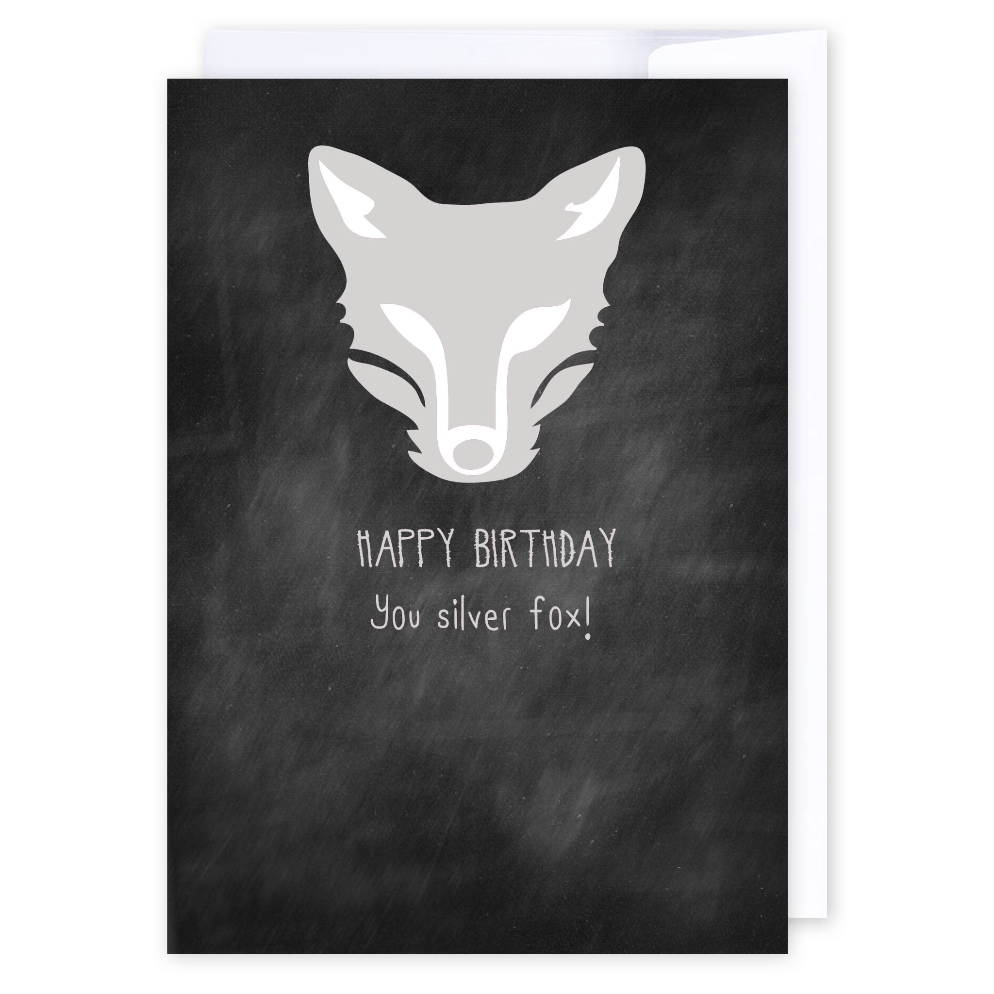 Silver fox: NZ Made Greeting Card, Birthday, Clearance, For Him by Icandy Design Ltd