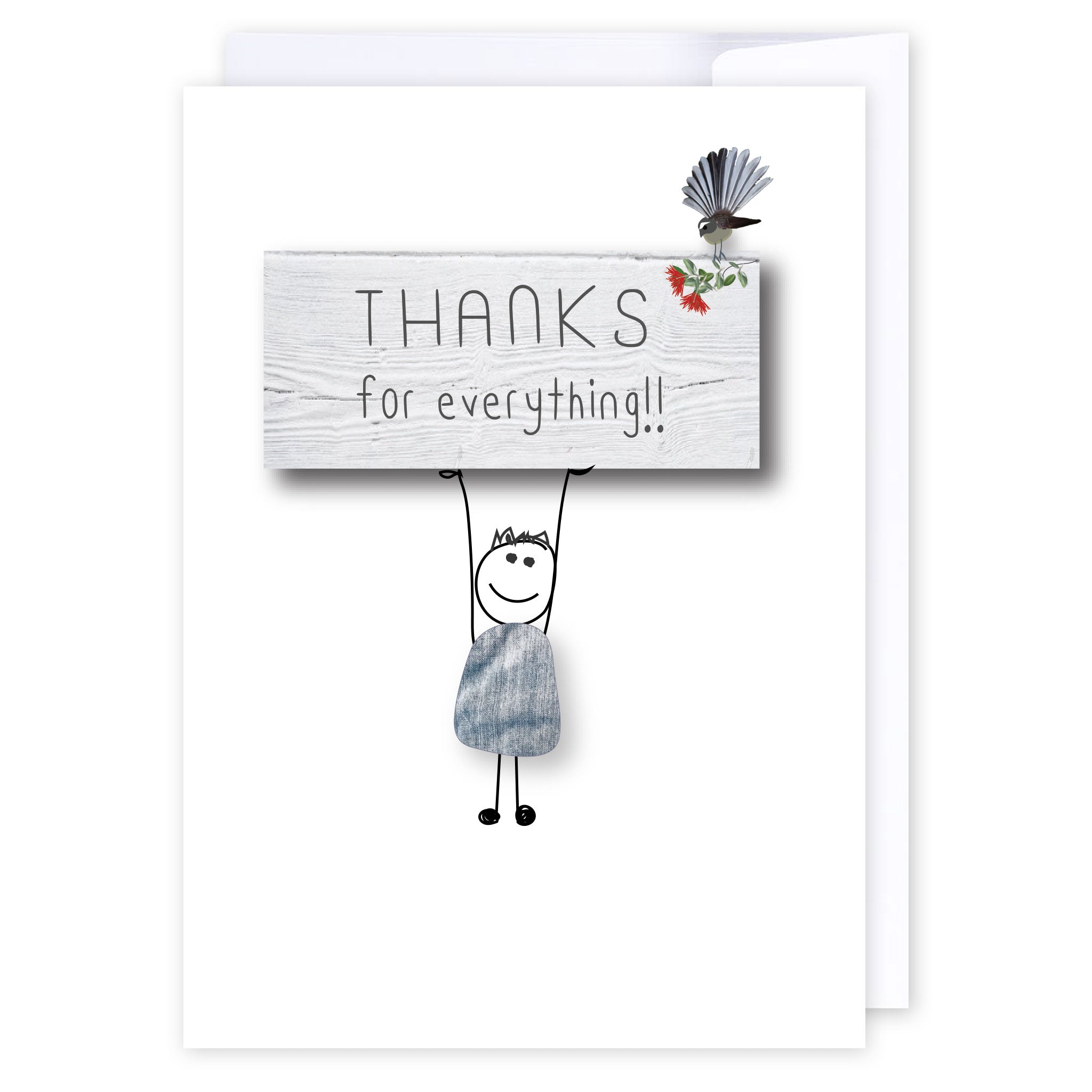 Thanks for everything sign: NZ Made Greeting Card, Appreciation, Best sellers, Jandal & Ink by iCandy Publishing