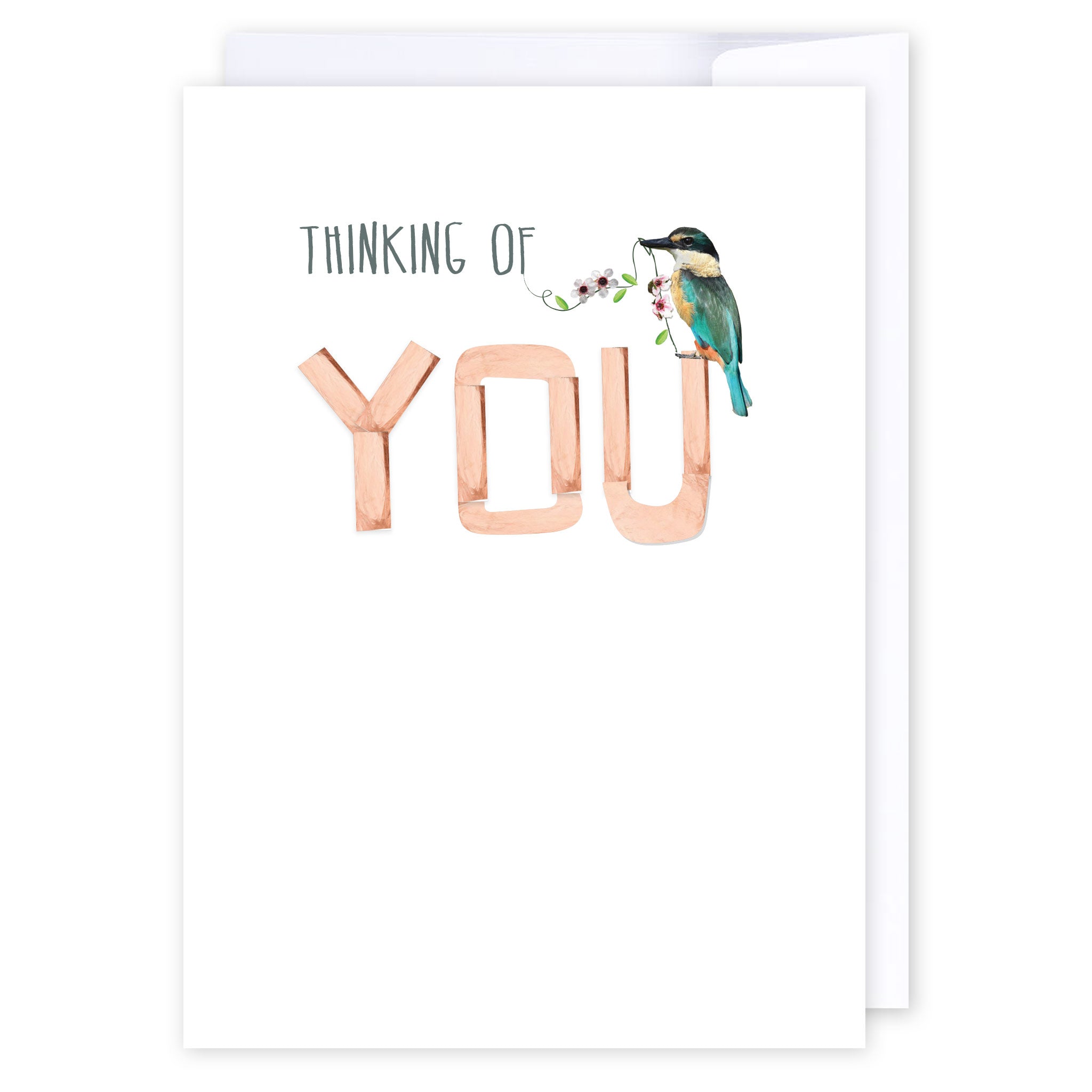 Thinking of you Kingfisher: NZ Made Greeting Card, Kiwiana, Thinking of you, by Icandy Design Ltd