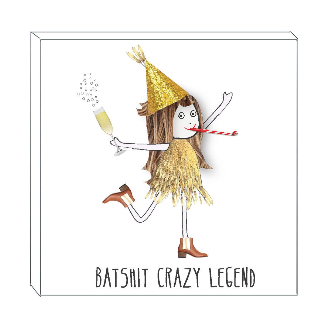 Art block - Batshit Crazy: NZ Made Greeting Card, , , by Icandy Design Ltd