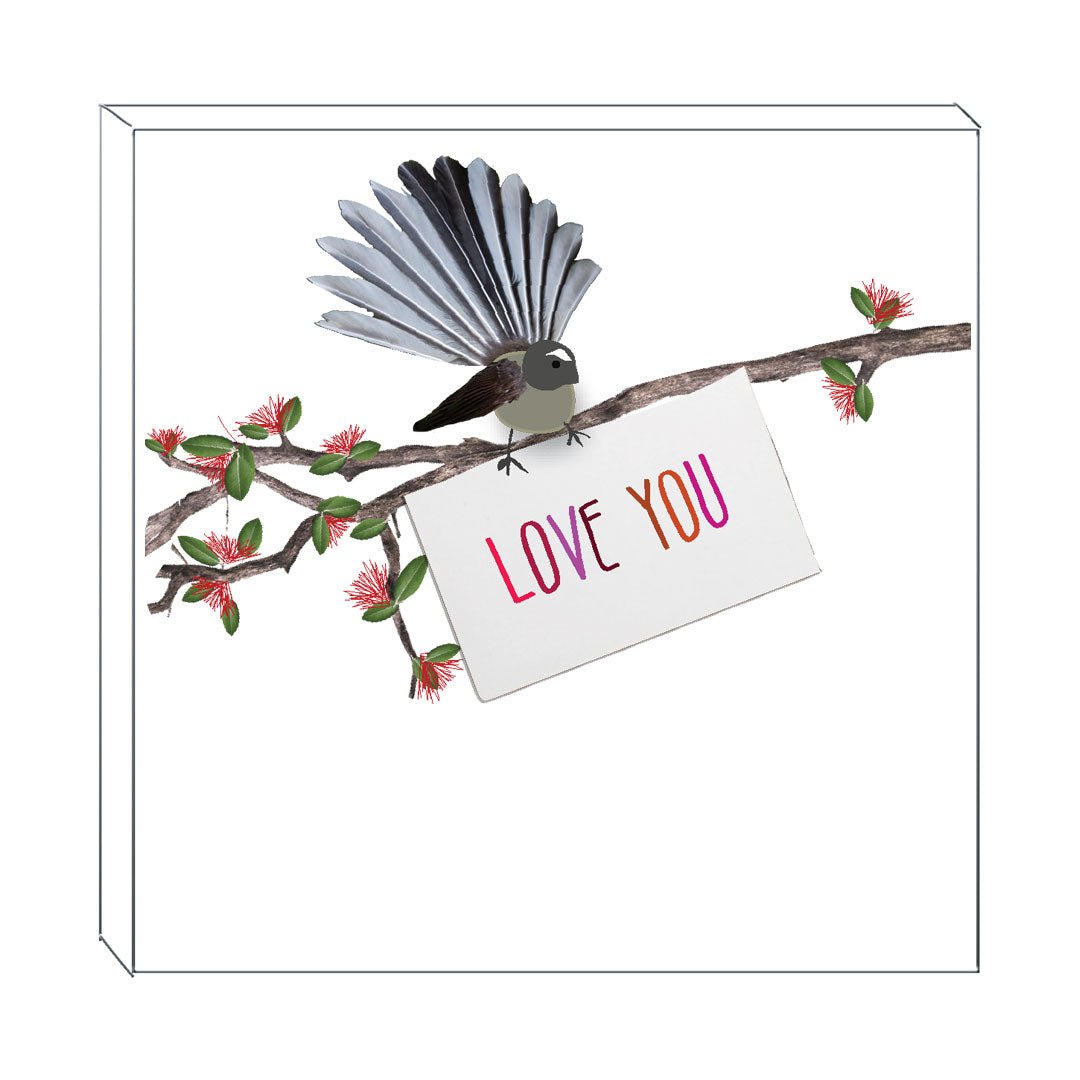Art Block - Love You Fantail: NZ Made Greeting Card, , , by Icandy Design Ltd