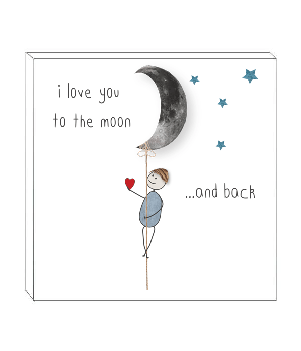 Art block - Moon and back: NZ Made Greeting Card, , , by Icandy Design Ltd