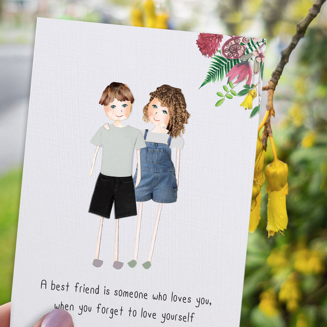 A best friend loves you: NZ Made Greeting Card, Friendship, New, by Icandy Design Ltd