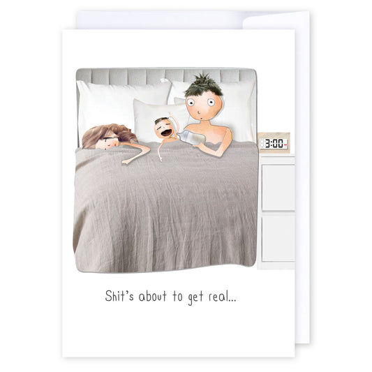 About to get real: NZ Made Greeting Card, Baby, Lisa's letters, New by iCandy Publishing