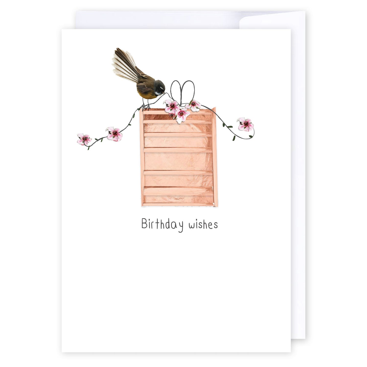 Birthday wishes Fantail: NZ Made Greeting Card, Birthday, Kiwiana, by Icandy Design Ltd