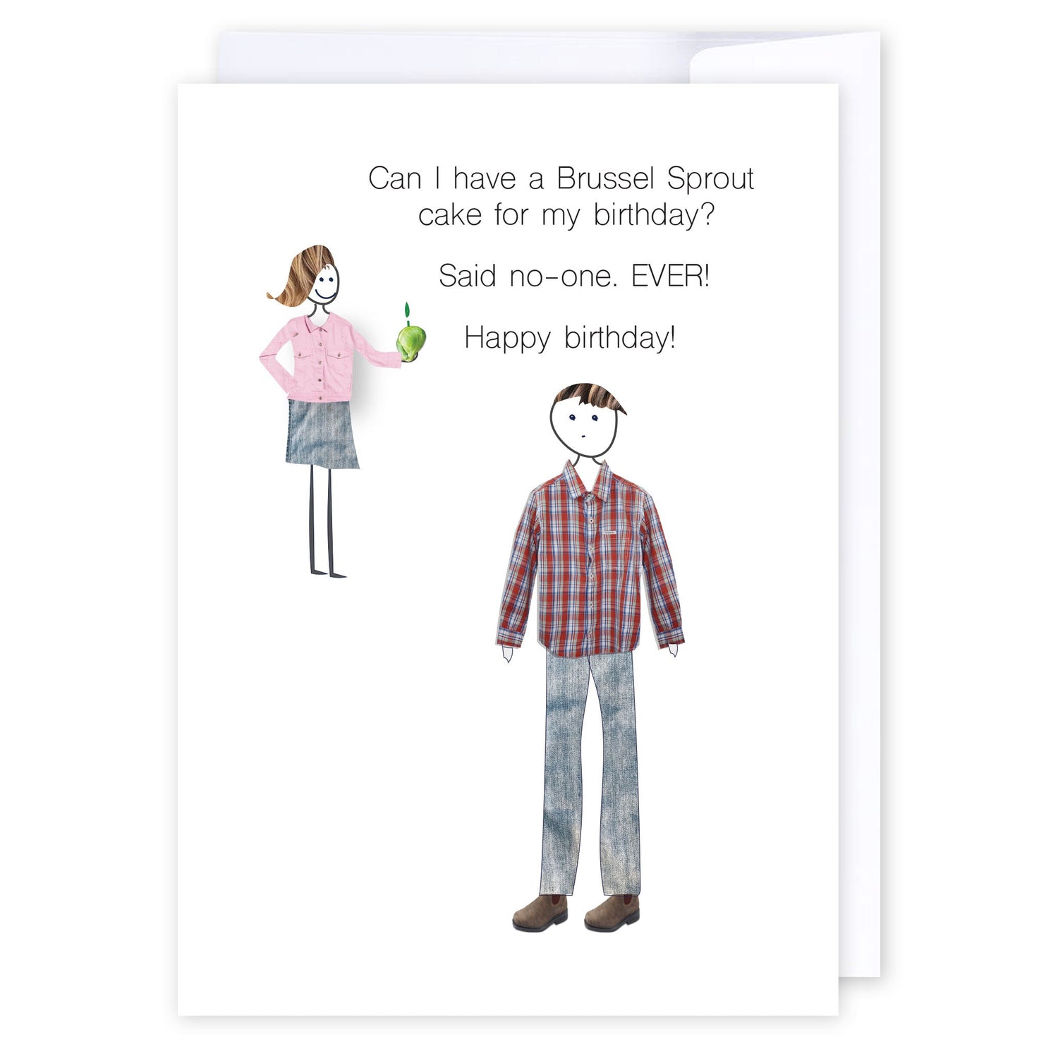 Brussel sprout cake: NZ Made Greeting Card, Birthday, Clearance, by Icandy Design Ltd