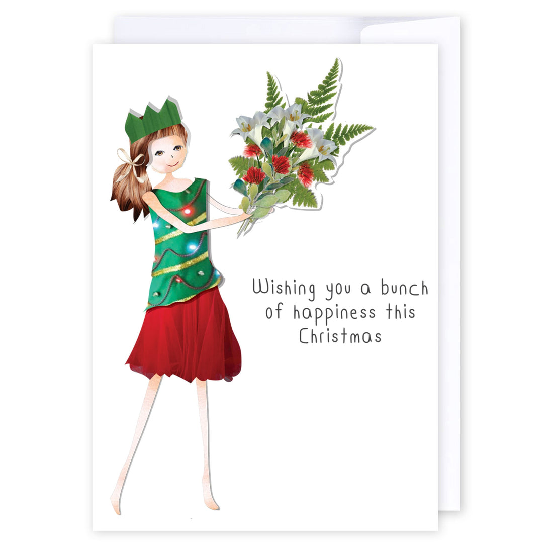 Bunch Of Happiness This Christmas: NZ Made Greeting Card, Christmas, Kiwiana, by Icandy Design Ltd