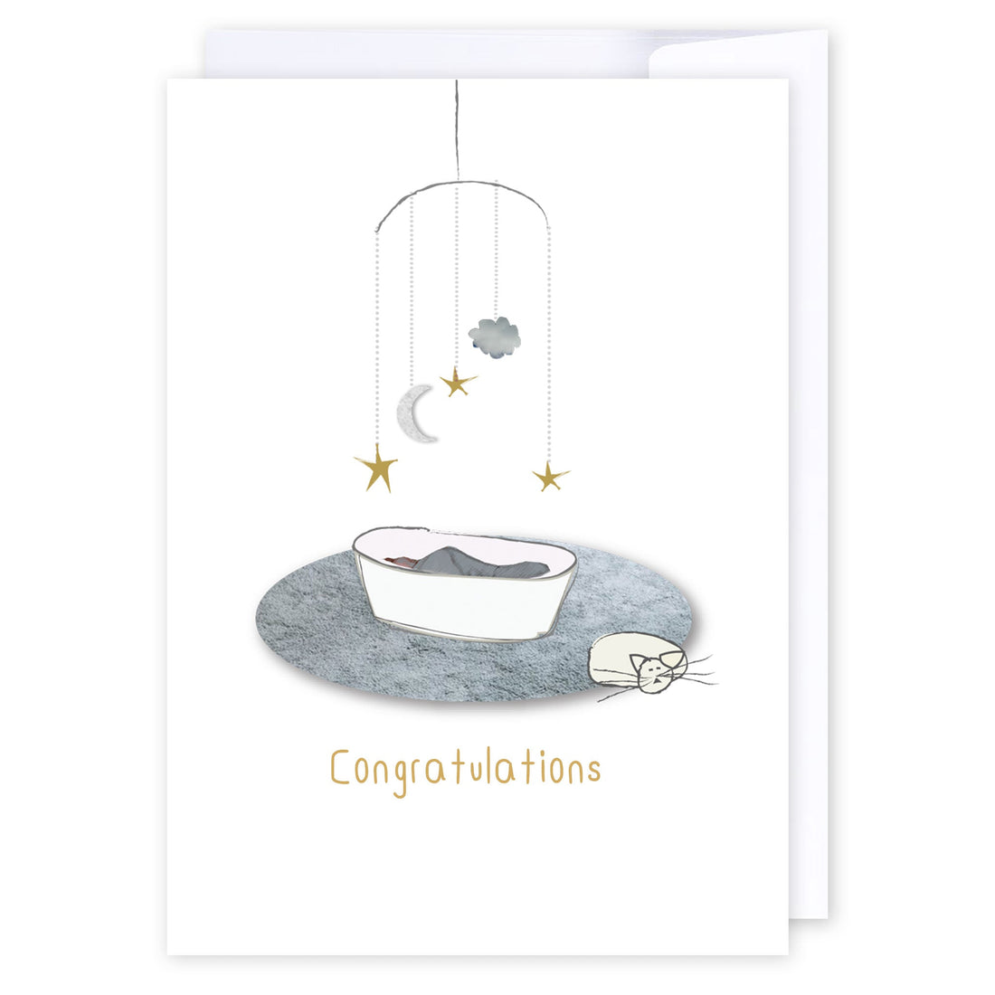 Congratulations baby mobile: NZ Made Greeting Card, Baby, Cats &amp; Dogs, Clearance by Icandy Design Ltd