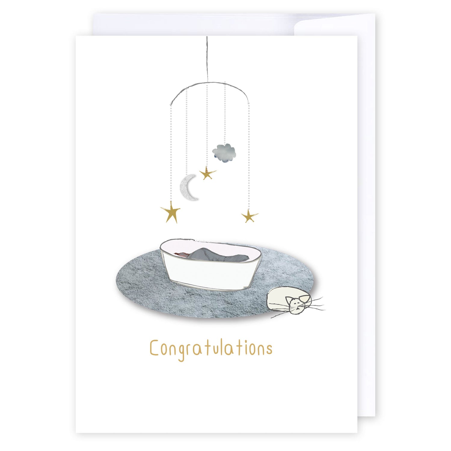 Congratulations baby mobile: NZ Made Greeting Card, Baby, Cats &amp; Dogs, Clearance by Icandy Design Ltd