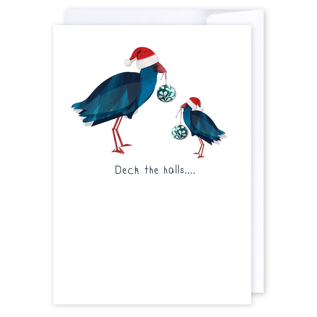 Deck the halls Pukekos: NZ Made Greeting Card, Christmas, Kiwiana, by Icandy Design Ltd