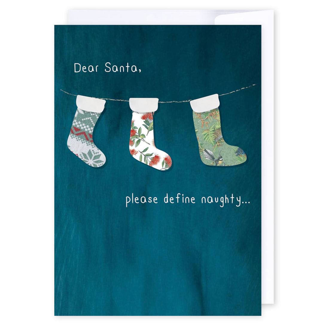 Define naughty: NZ Made Greeting Card, Christmas, Kiwiana, by Icandy Design Ltd