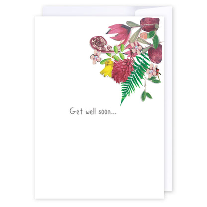 Get well soon flowers: NZ Made Greeting Card, Get Well, Kiwiana, New by Icandy Design Ltd