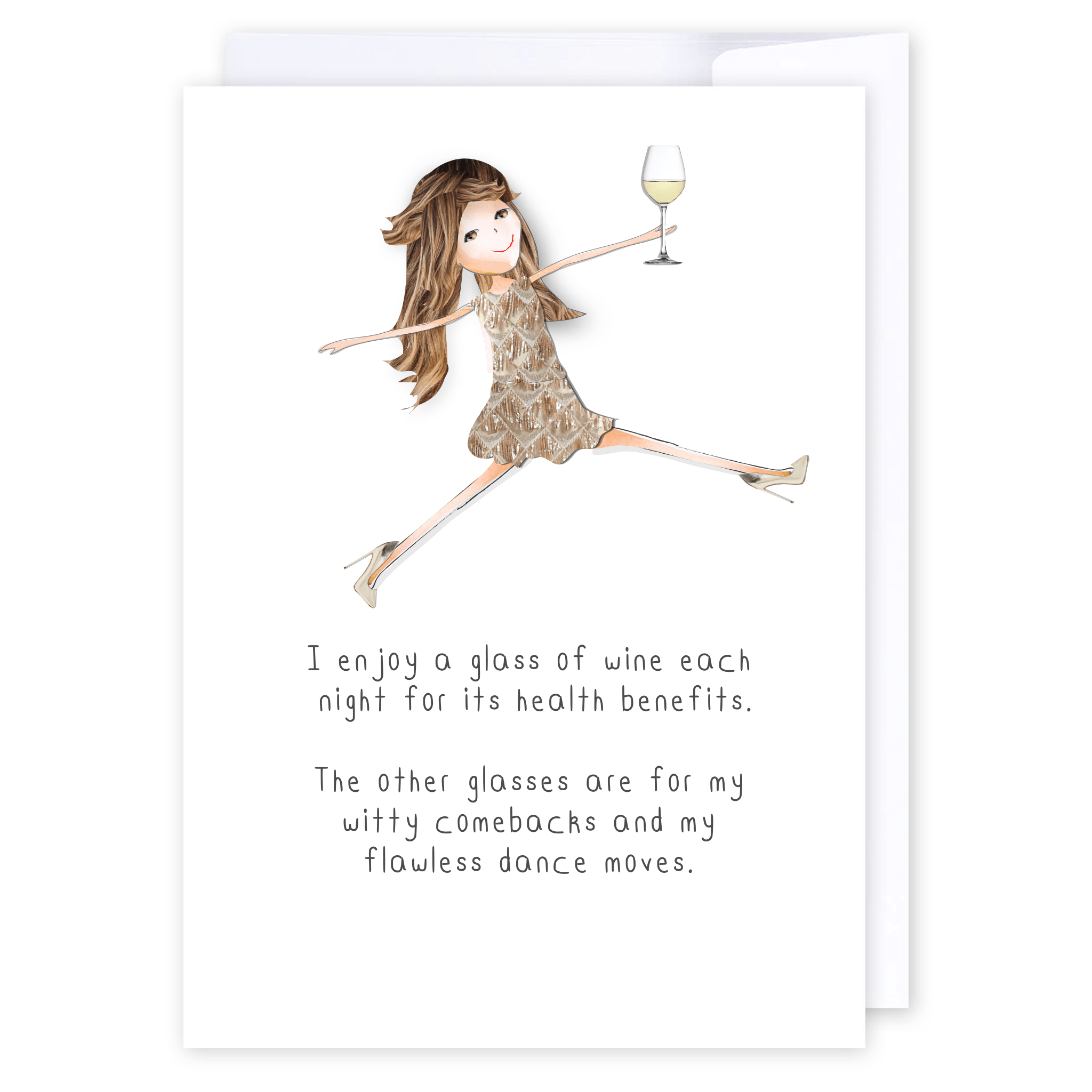 Glass of wine: NZ Made Greeting Card, Fun, Lisa&