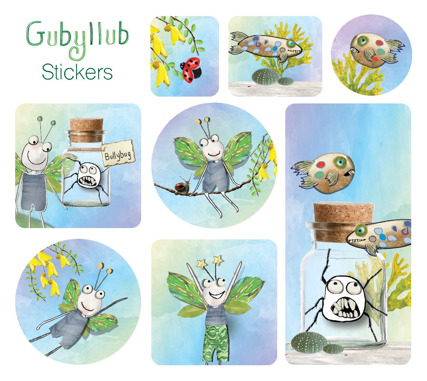 Gubyllub Stickers: NZ Made Greeting Card, , , by Icandy Design Ltd