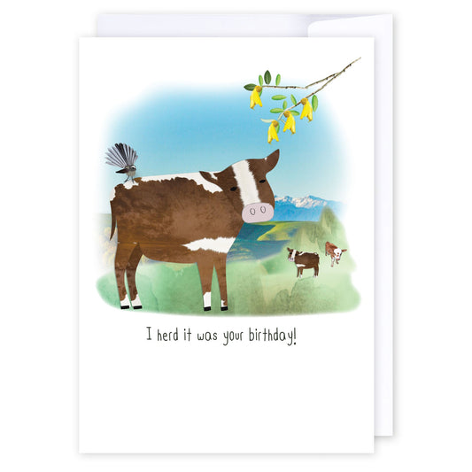 I HERD it was your birthday: NZ Made Greeting Card, Birthday, Jandal & Ink, Kiwiana by iCandy Publishing
