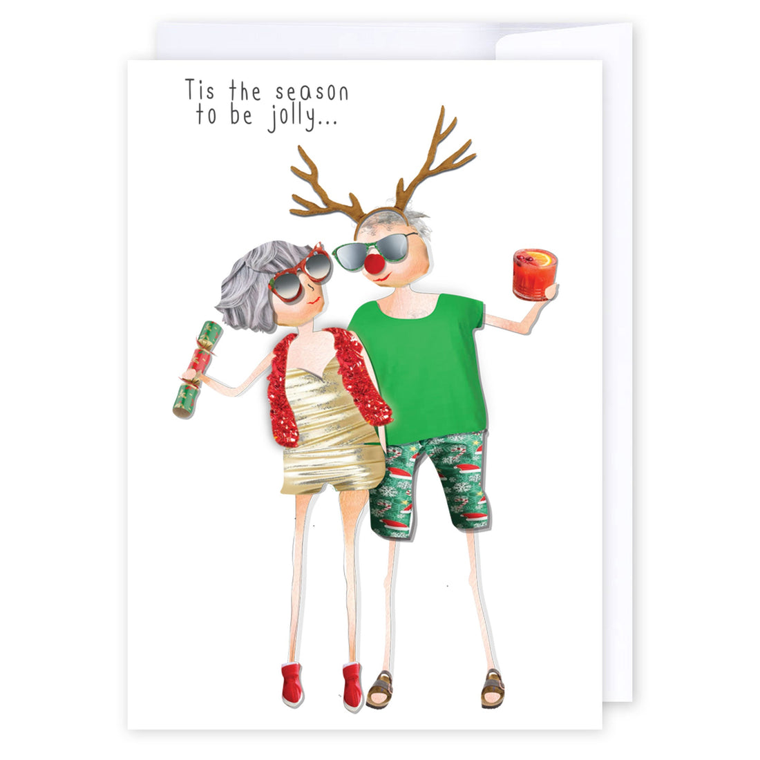 Jolly Christmas Couple: NZ Made Greeting Card, Christmas, , by Icandy Design Ltd