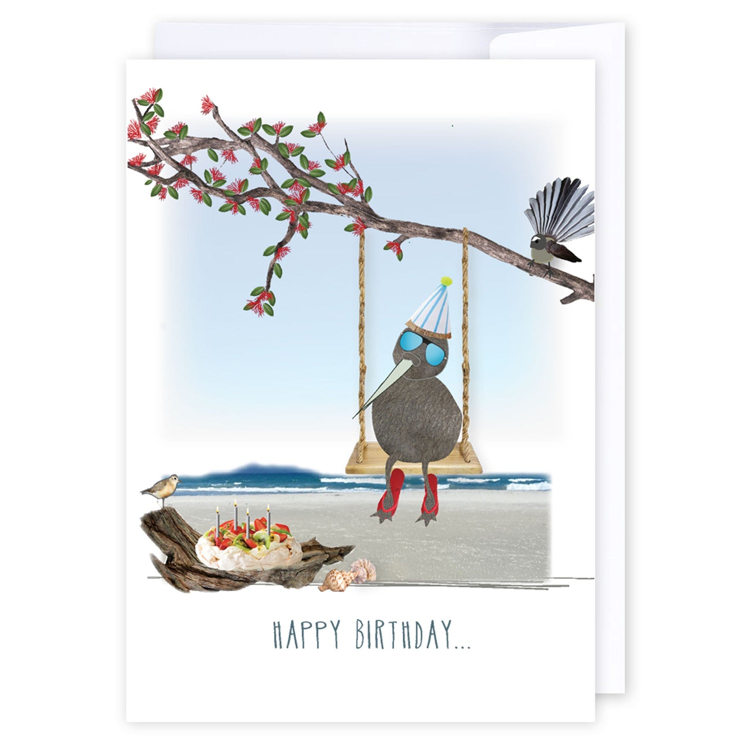 Kiwi Beach Birthday: NZ Made Greeting Card, Birthday, Kiwiana, by Icandy Design Ltd