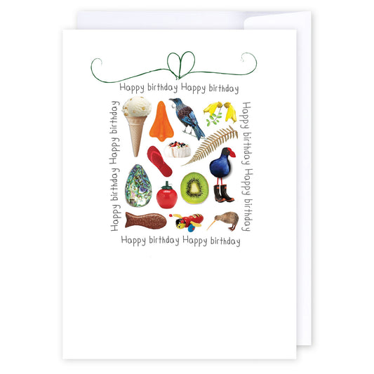 Kiwiana birthday gift: NZ Made Greeting Card, Birthday, Jandal & Ink, Kiwiana by iCandy Publishing