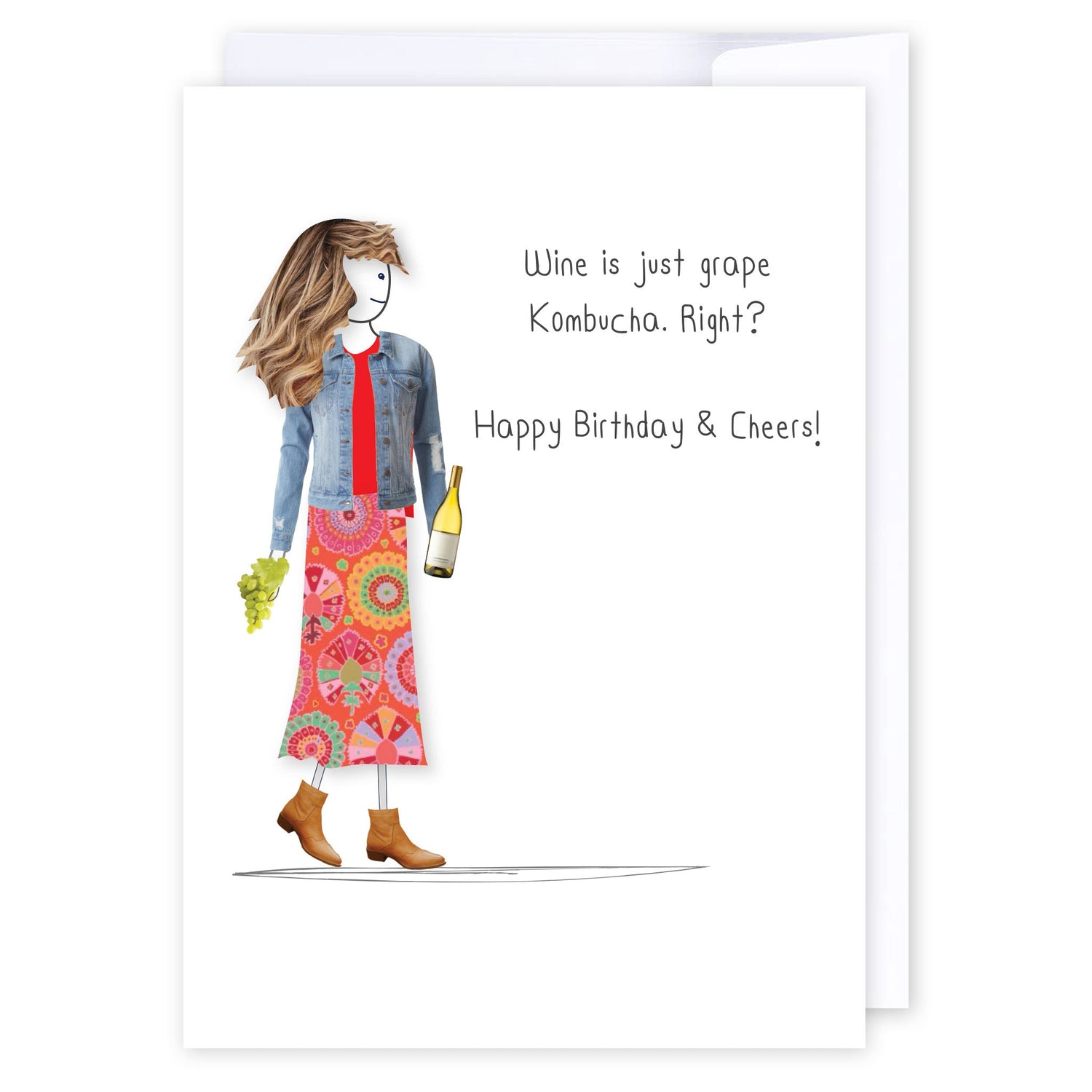 Kombucha Wine: NZ Made Greeting Card, Birthday, Clearance, For Her by Icandy Design Ltd