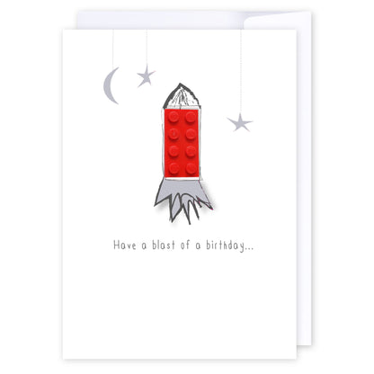 Lego rocket: NZ Made Greeting Card, Best sellers, Birthday, For Kids by iCandy Publishing