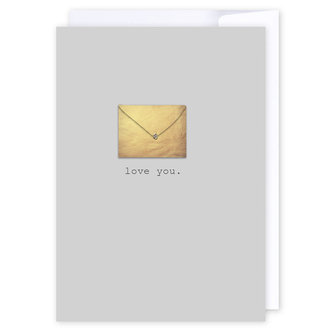 Love you - gold envelope: NZ Made Greeting Card, Love, , by Icandy Design Ltd