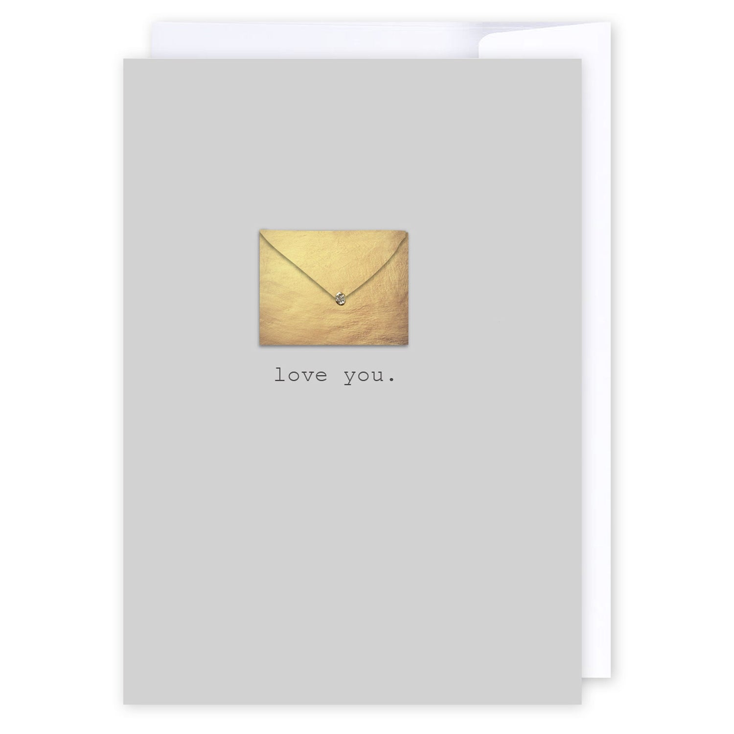 Love you - gold envelope: NZ Made Greeting Card, Love, , by Icandy Design Ltd