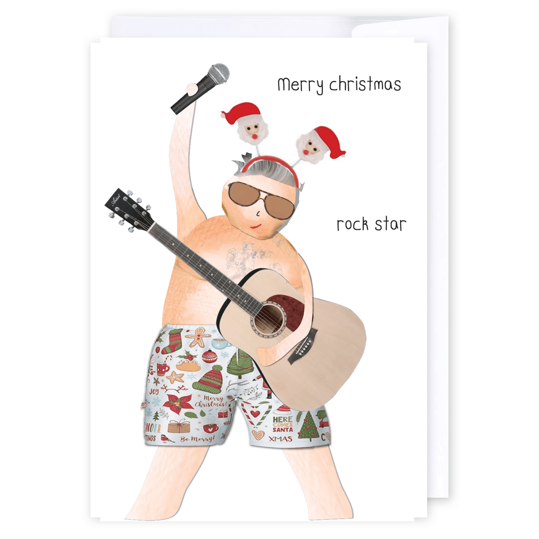 Merry Christmas Rock Star: NZ Made Greeting Card, Christmas, Hilda &amp; Co., Kiwiana by iCandy Publishing